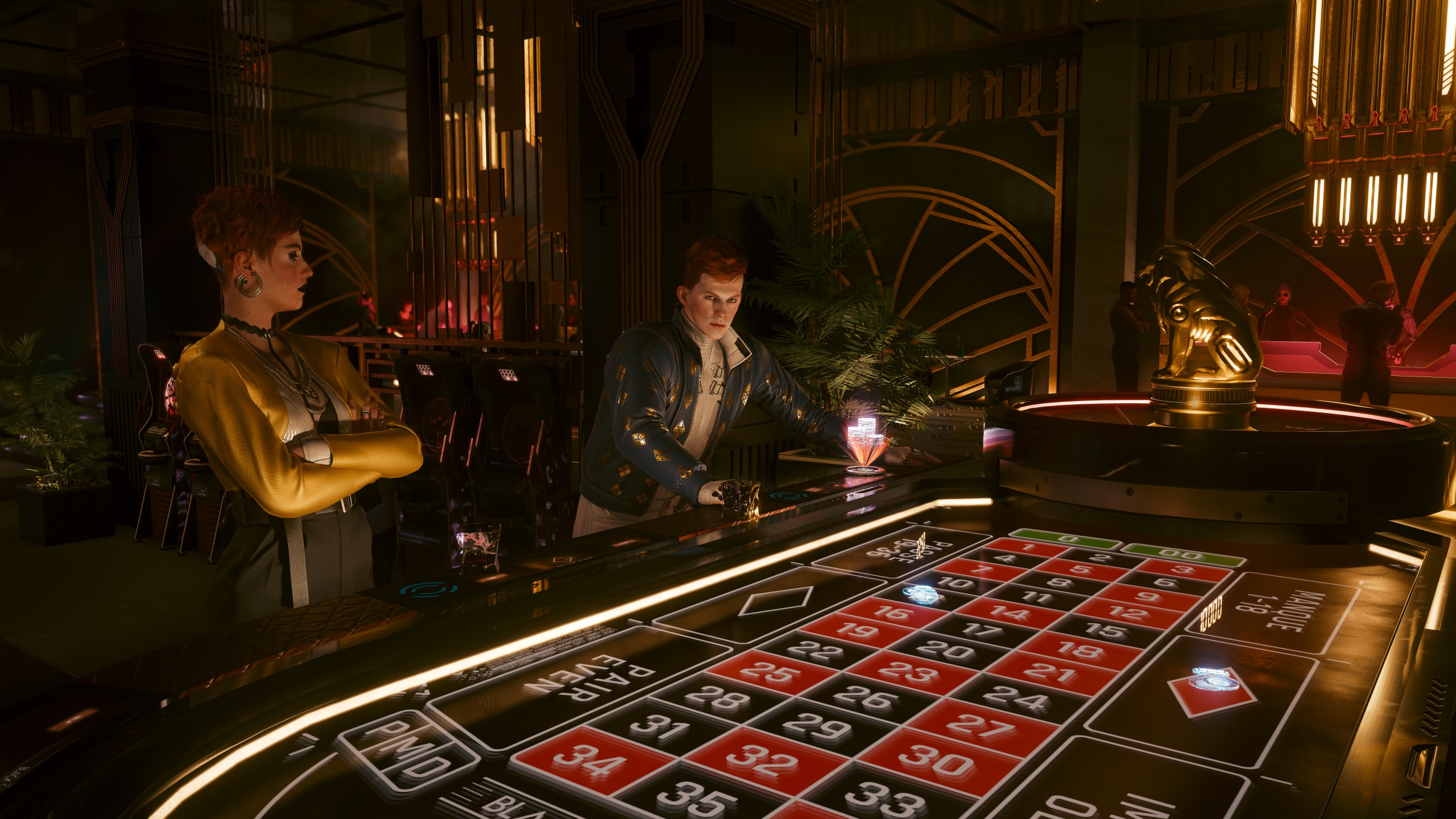 Redheaded twins playing roulette