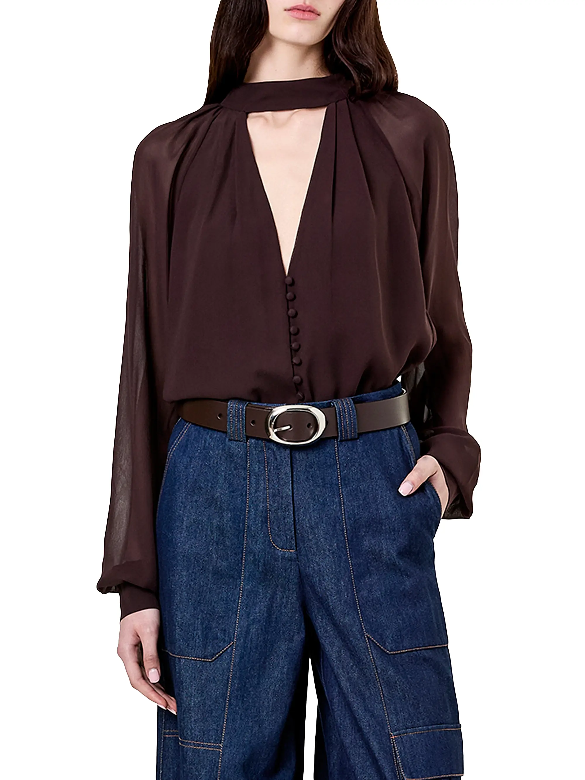 Elisa Scarf V-Neck Top