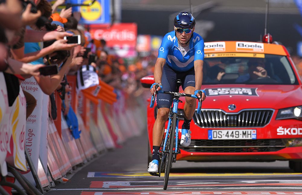 Alejandro Valverde cramps up in the final at Liege-Bastogne-Liege