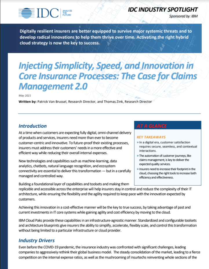 Injecting simplicity, speed, and innovation in core insurance processes ...