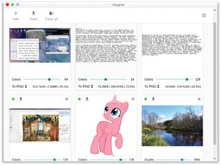 Imagine is based on Electron and provides a friendly interface for processing several images at once