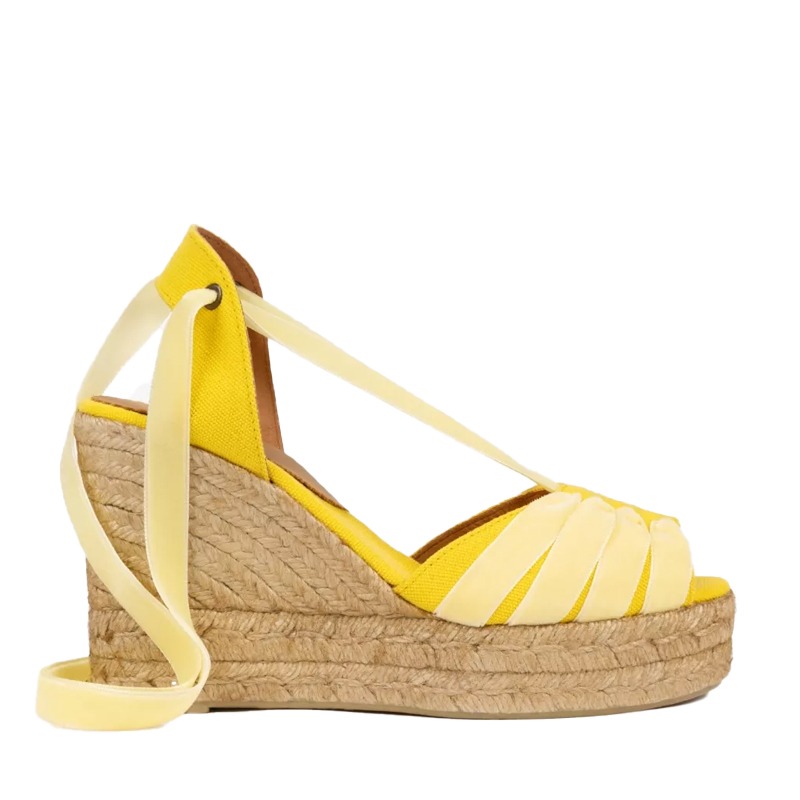 Penelope Chilvers yellow wedge espadrilles