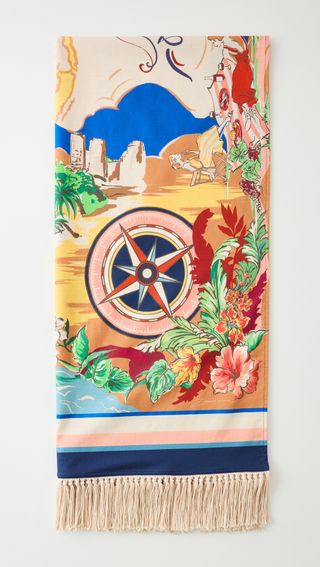 A Printed Cotton Towel With Fringe