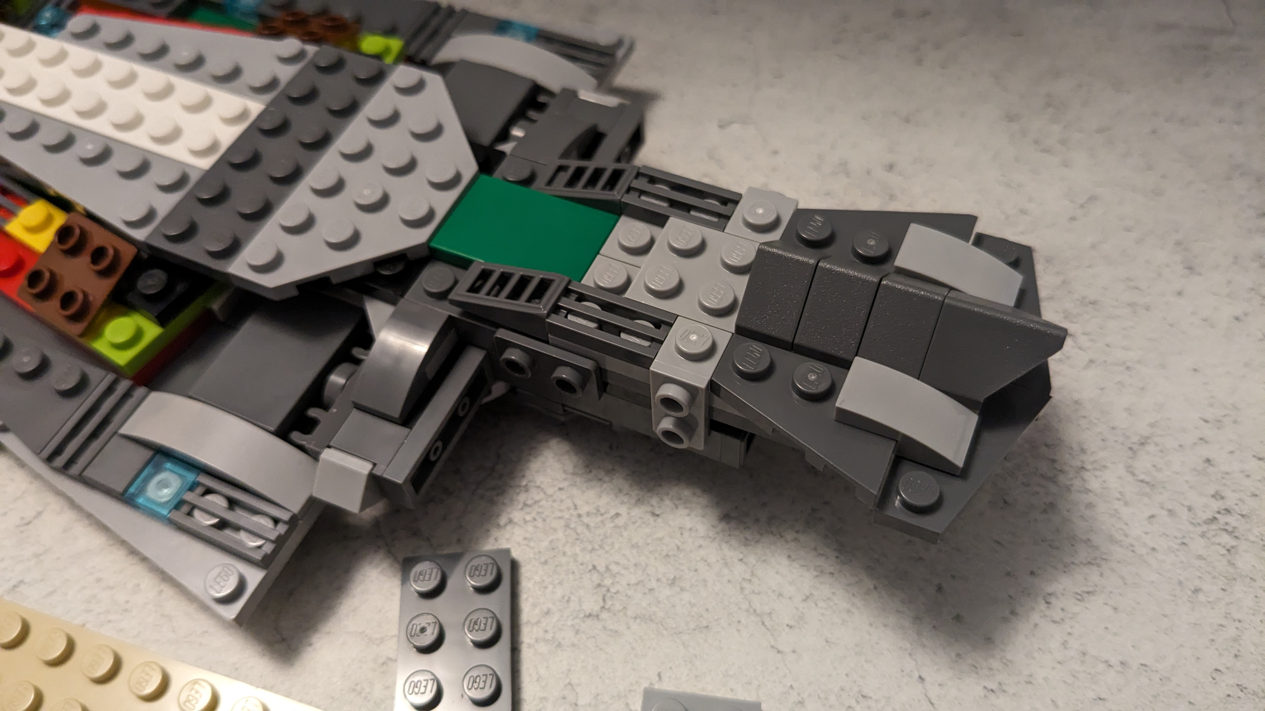 The Lego Star Wars Executor Super Star Destroyer in the process of being built.