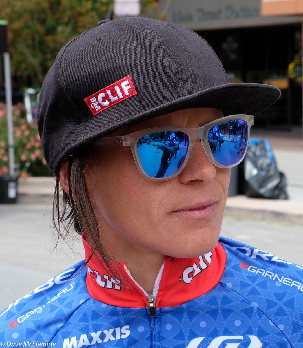 Long-time Cliff Rider and Oakley Woman Katerina Nash awaiting the podium ceremony