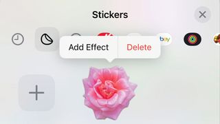 Flower sticker option on iPhone stickers function