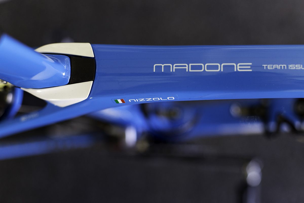 A top-down view of Giacomo Nizzolo's Madone