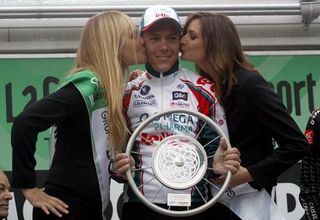 Philippe Gilbert (Omega Pharma - Lotto) with his winner's trophy.