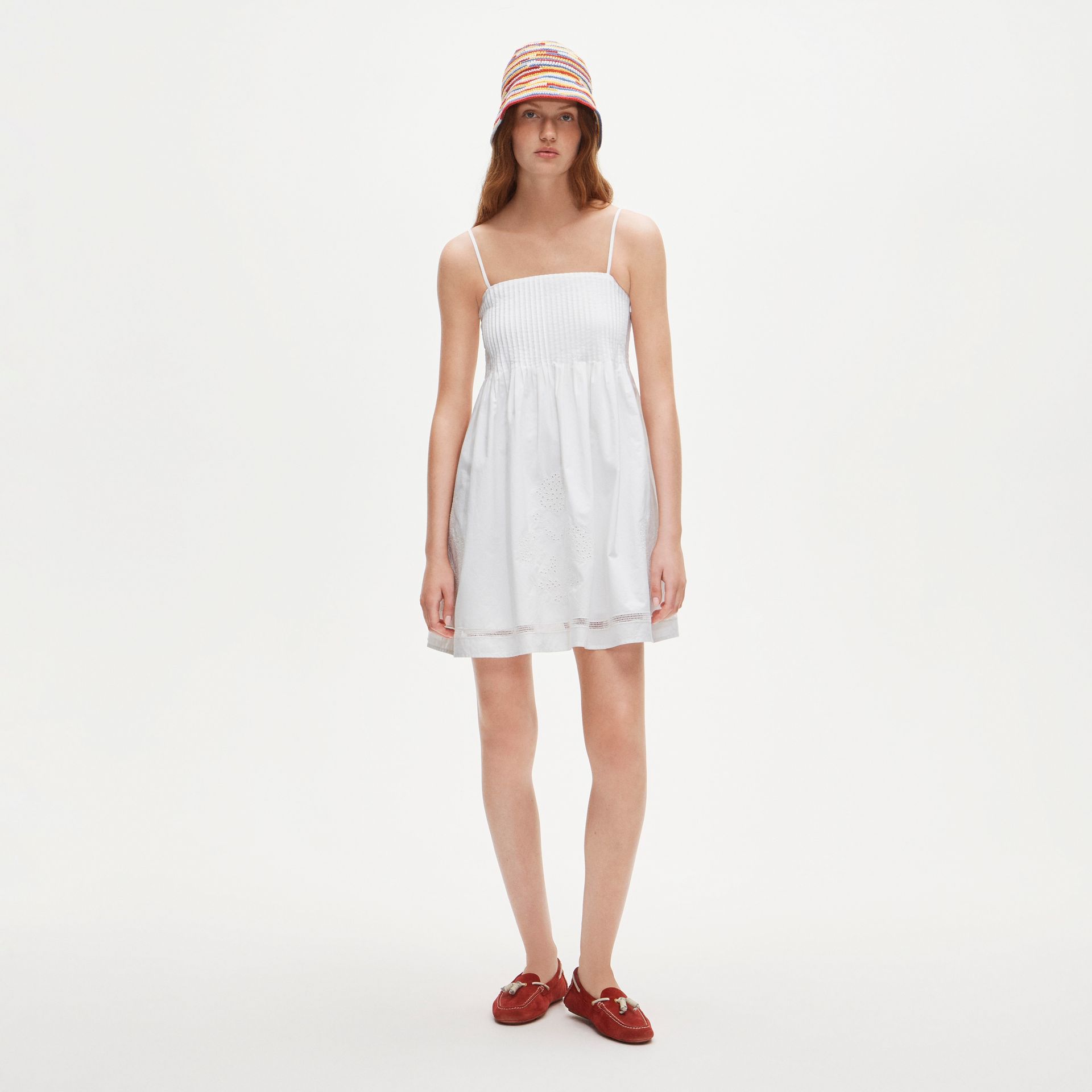 Pintuck Mini Dress in Cotton Poplin