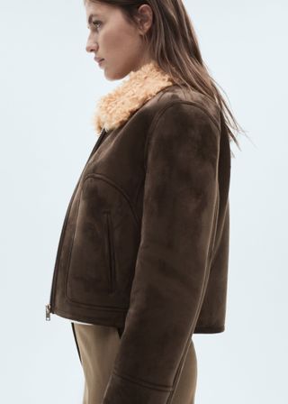 Jacket With Suede-Effect Shearling Collar - Women | Mango United Kingdom