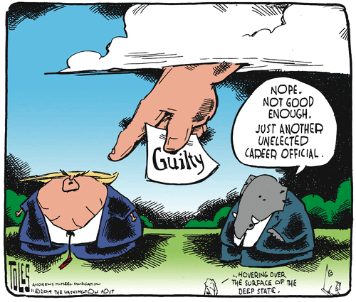 Political Cartoon U.S. Trump Deep State Guilty