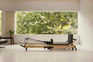 Black Pilates reformer bed