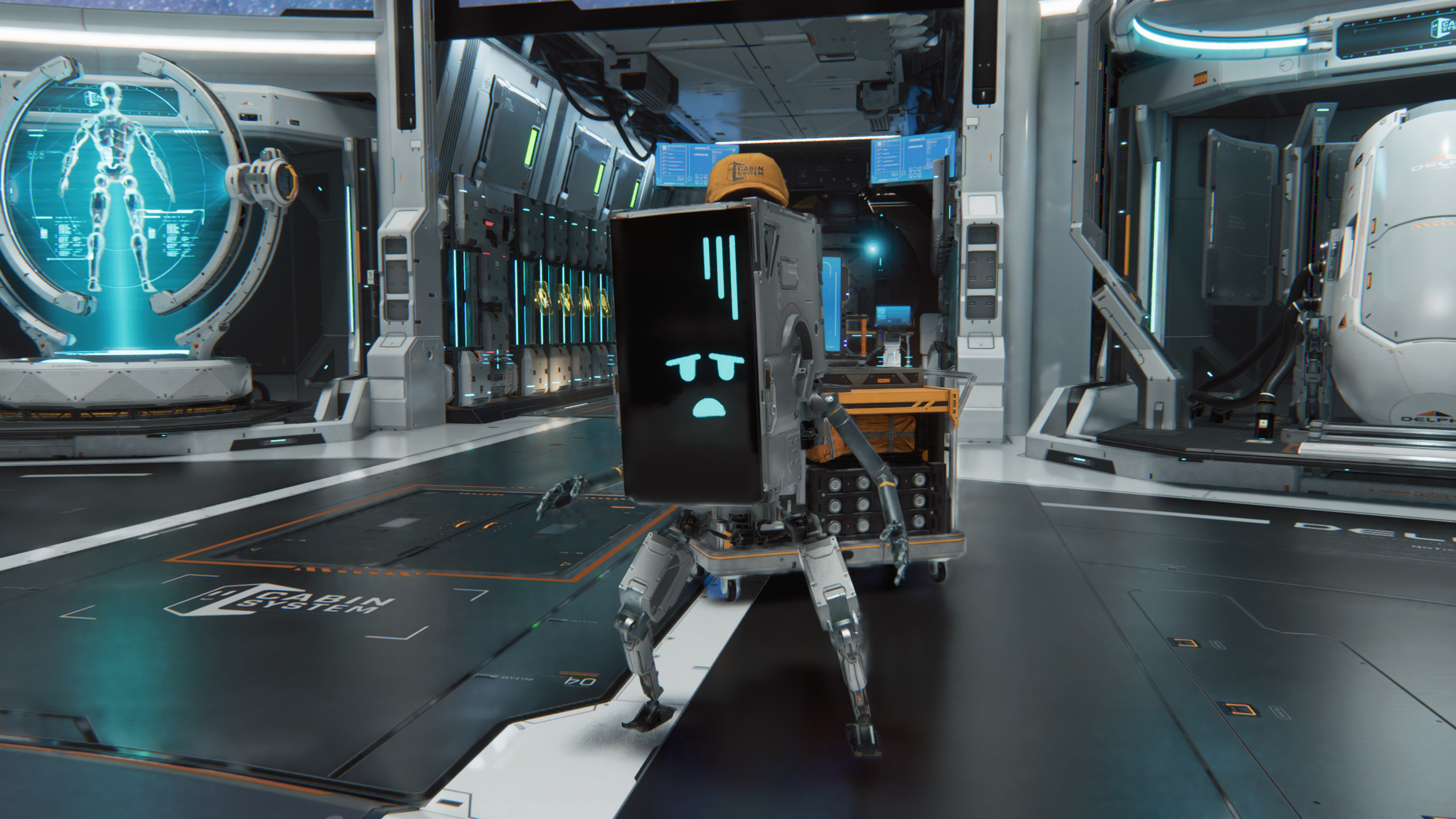 Pragmata guide: The Cabin robot with a worried expression.