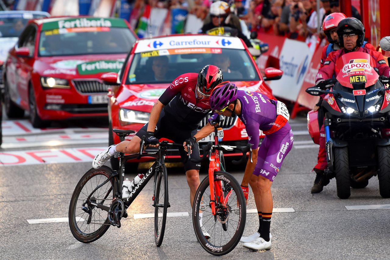 Owain Doull tangled with another rider
