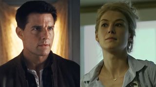 Tom Cruise as Jack Reacher in the film of the same name in (2012), Rosamund Pike as Amy Dunne in Gone Girl (2014).