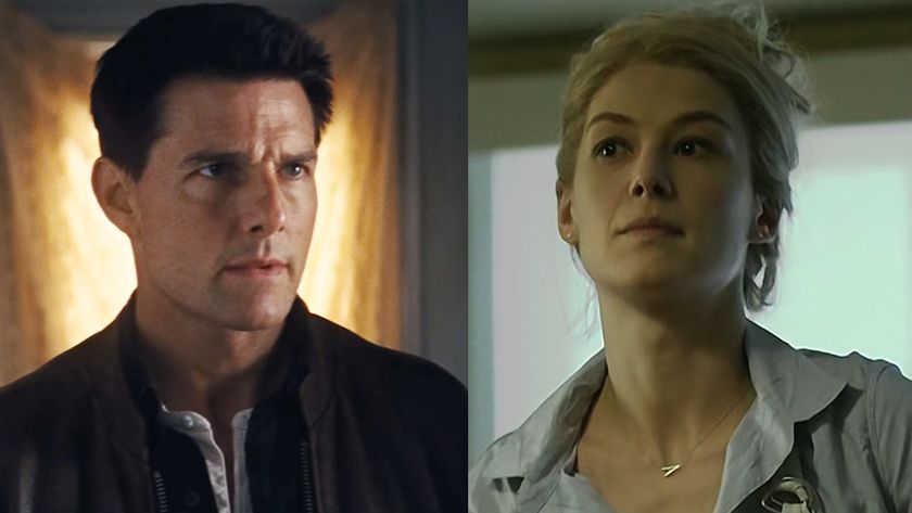 Tom Cruise as Jack Reacher in the film of the same name in (2012), Rosamund Pike as Amy Dunne in Gone Girl (2014).