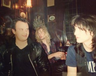 Farrow with New Model Army’s Rob Heaton and Loud’s Colin Clarkson in Bradford, 1990.
