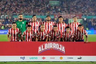 Players of Paraguay pose for a photo before a FIFA World Cup 2026 Qualifier match between Paraguay and Colombia at Estadio Defensores del Chaco on November 21, 2023 in Asuncion, Paraguay. (Photo by Christian Alvarenga/Getty Images)