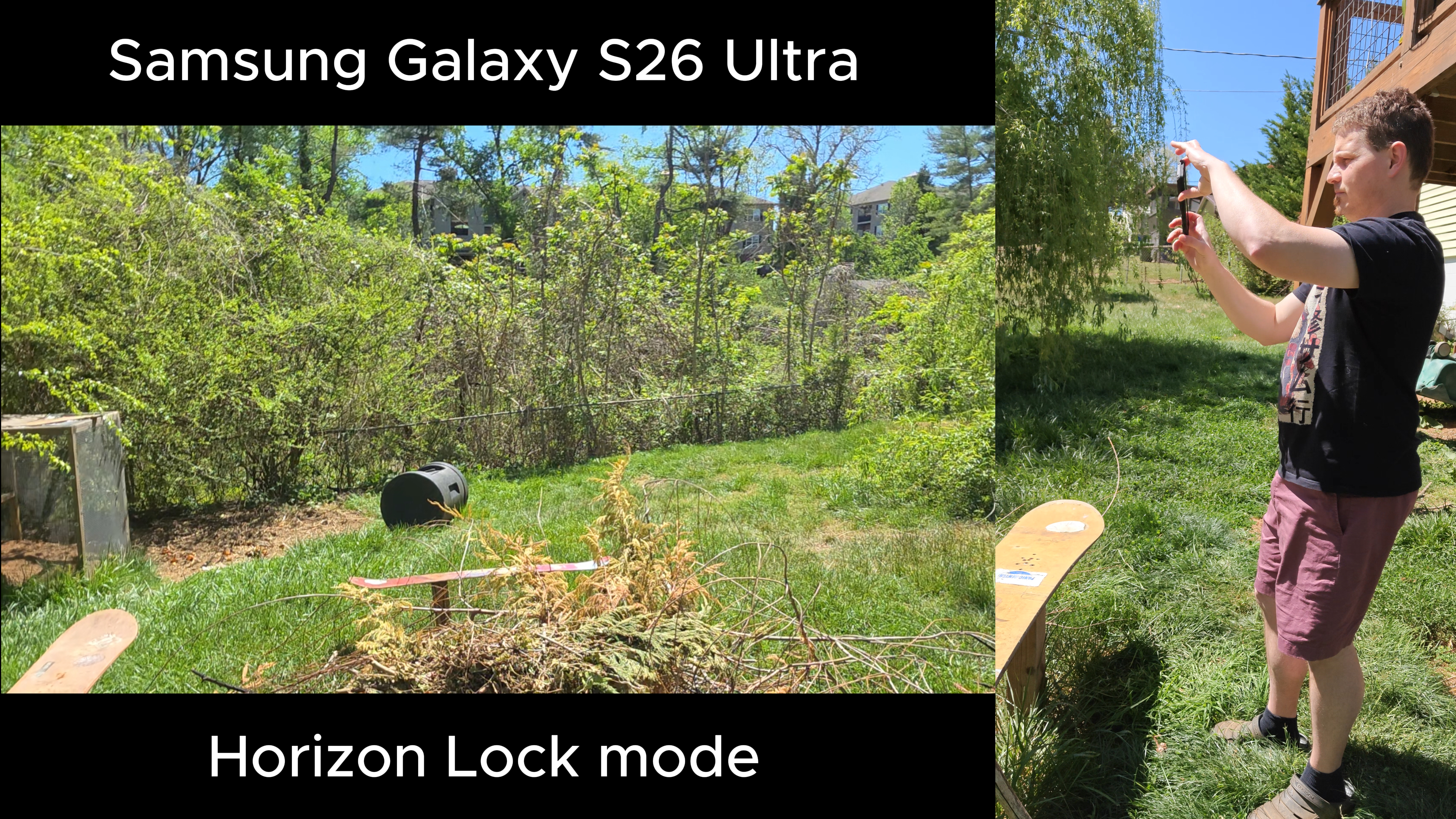 Testing video recording quality on Samsung Galaxy S26 Ultra with horizontal lock enabled and disabled