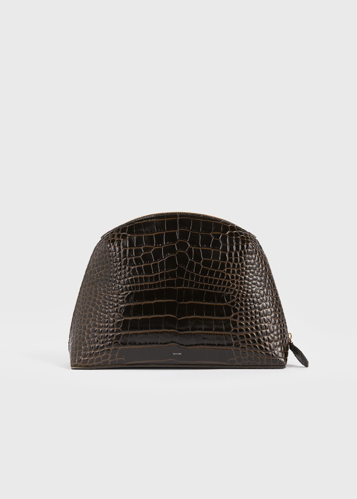 Medium Croco-Embossed Day Pouch Dark Brown