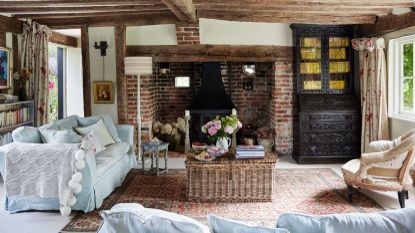 English country cottage sitting room with beams