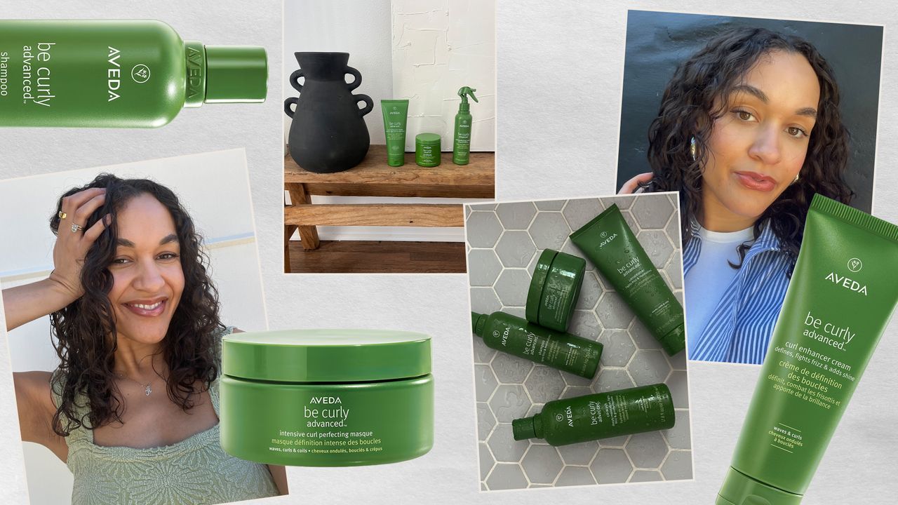 woman using aveda be curly hair products for curls 