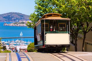 San Francisco Hyde Street Cable Car Tram of the Powell-Hyde in California USA