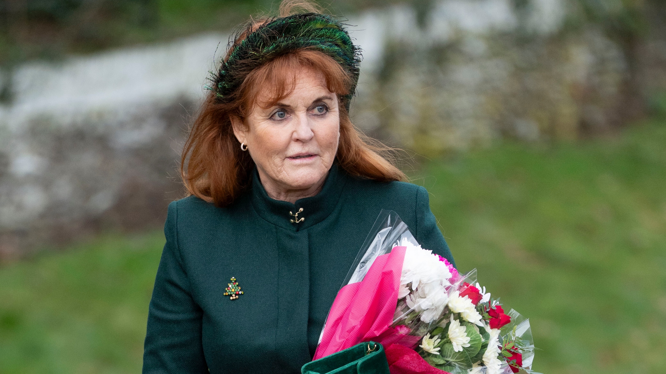 Sarah Ferguson, Duchess of York attends the Christmas Day service at St Mary Magdalene Church on December 25, 2023