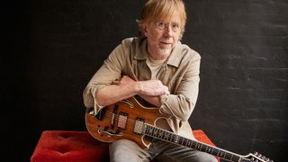 Trey Anastasio of Phish with his Languedoc semi-hollow electric guitar