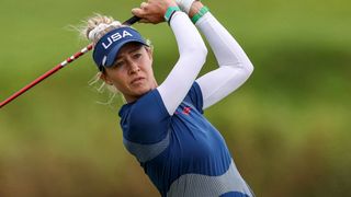 Nelly Korda takes a shot during the Olympics