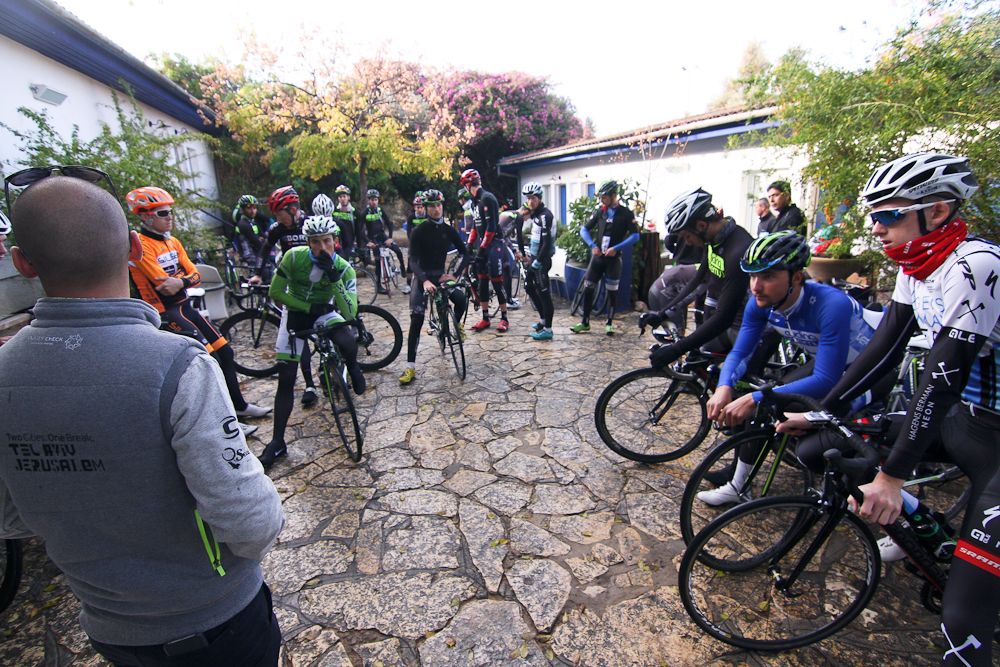 team manager Ran Margaliot addresses the team before a ride.