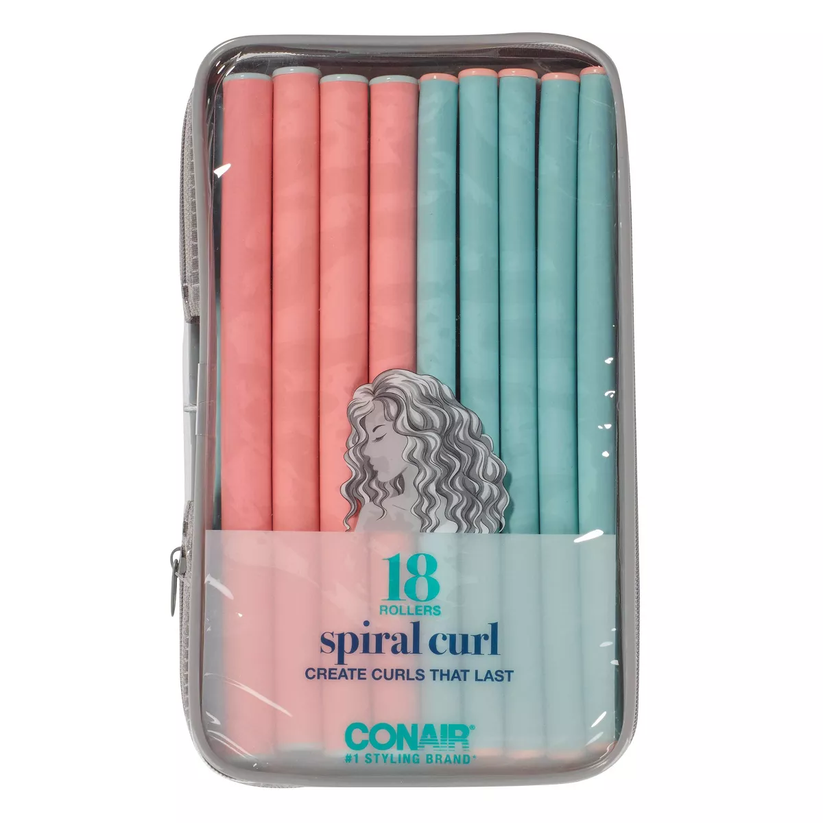 Conair Heatless Spiral Curl Rollers - Coral U0026#38; Teal - 18pcs
