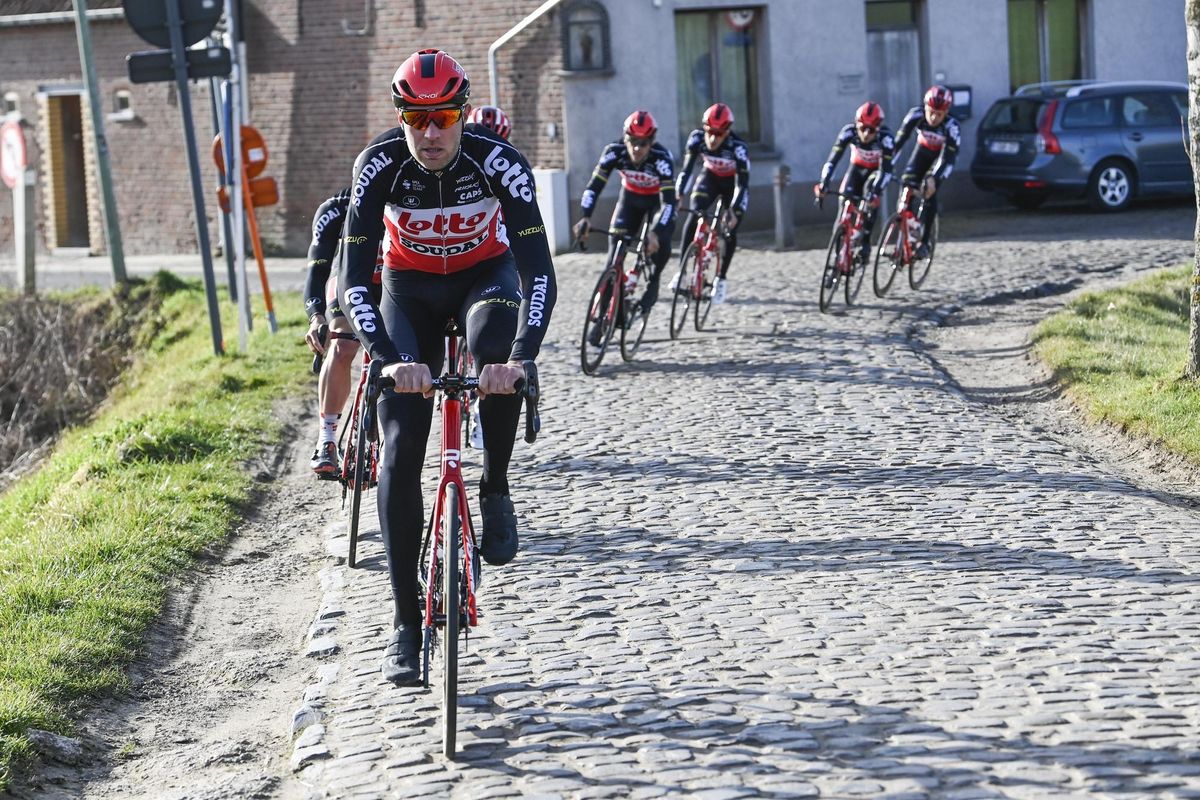 Ninove Belgium wielrennen cycling cyclisme radsport FRISON Frederik BEL of LOTTO SOUDAL during reconnaisance of the Flanders Classics 76th Omloop Het Nieuwsblad cycling race with start in Ghent and finish in Ninove on February 25 2021 in Ninove Belgium photo NVPNCor Vos 2021