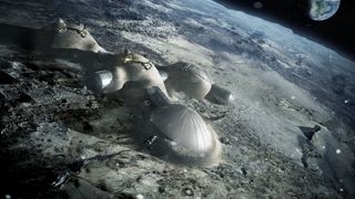 The possible lunar base designed by Foster + Partners would have room enough for four moon residents at a time.