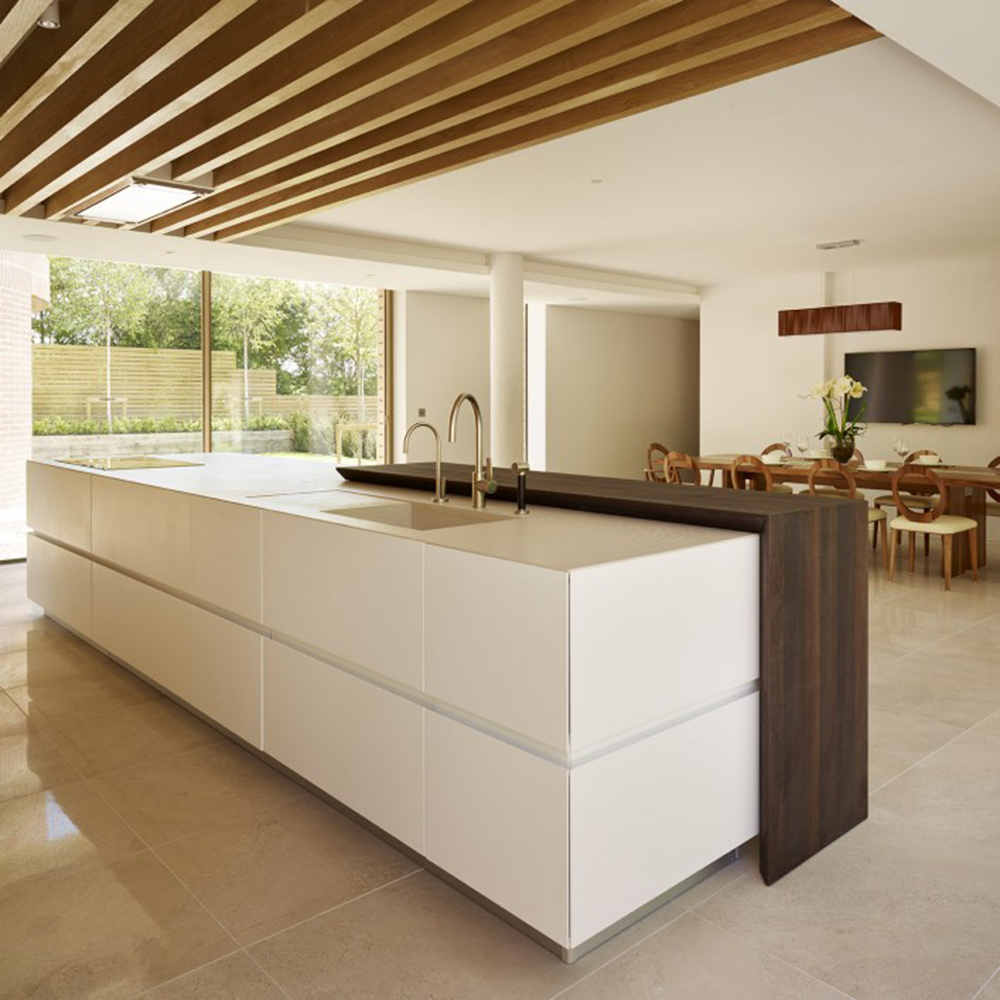 dining room with white ceiling and grey tiles flooring