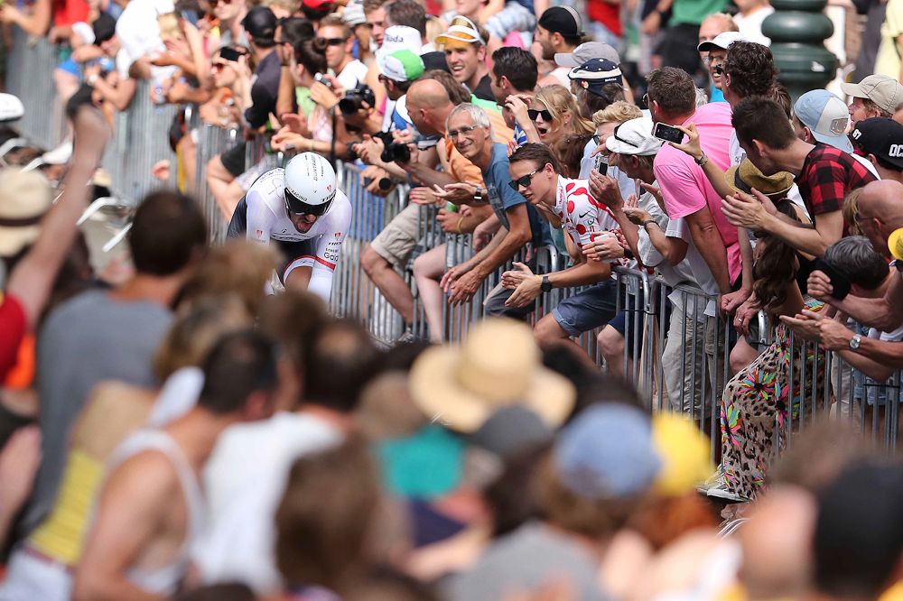 Large crowds cheer Fabian Cancellara Saturday in Utrecht.