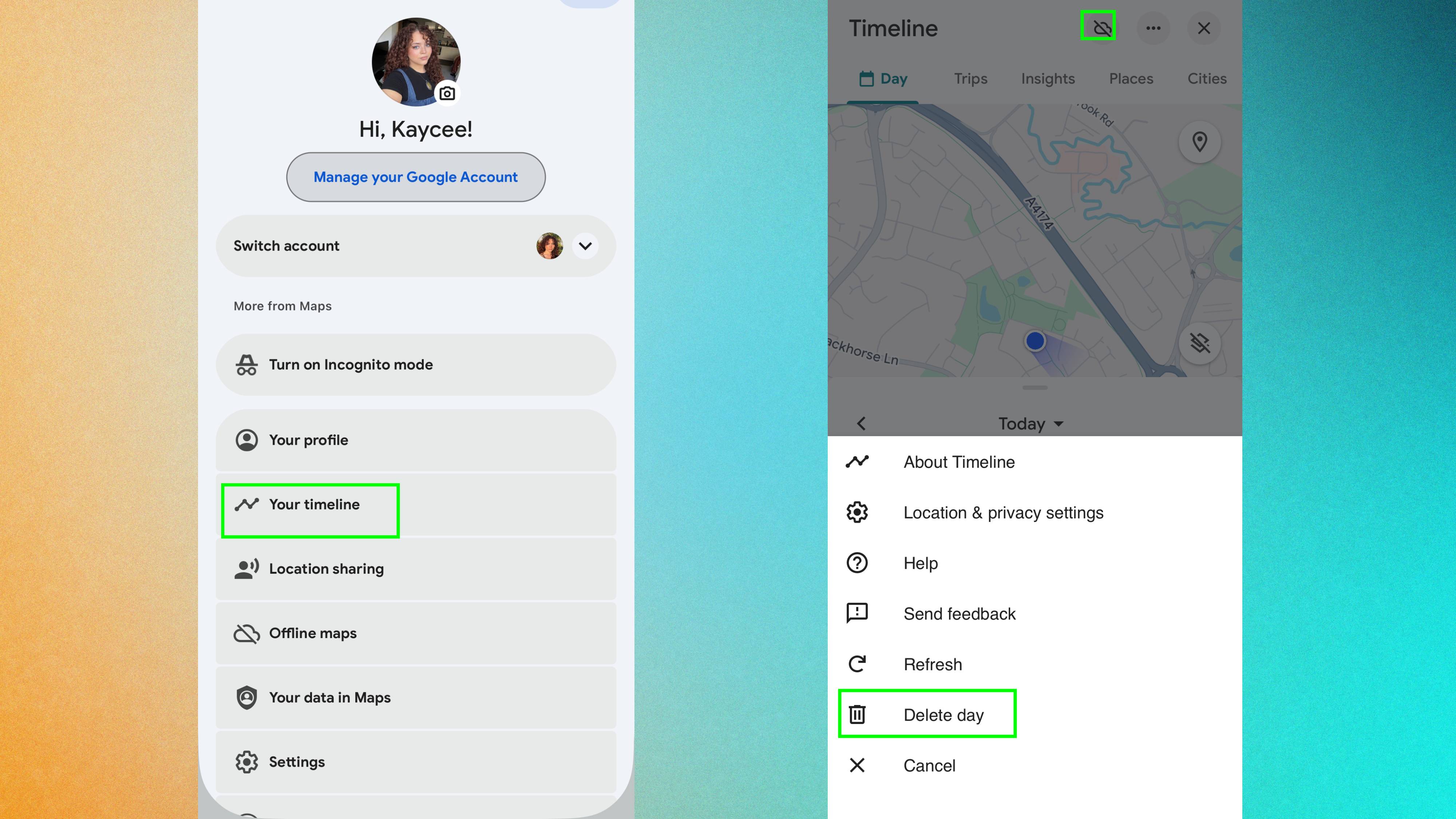 How to delete your timeline in Google Maps