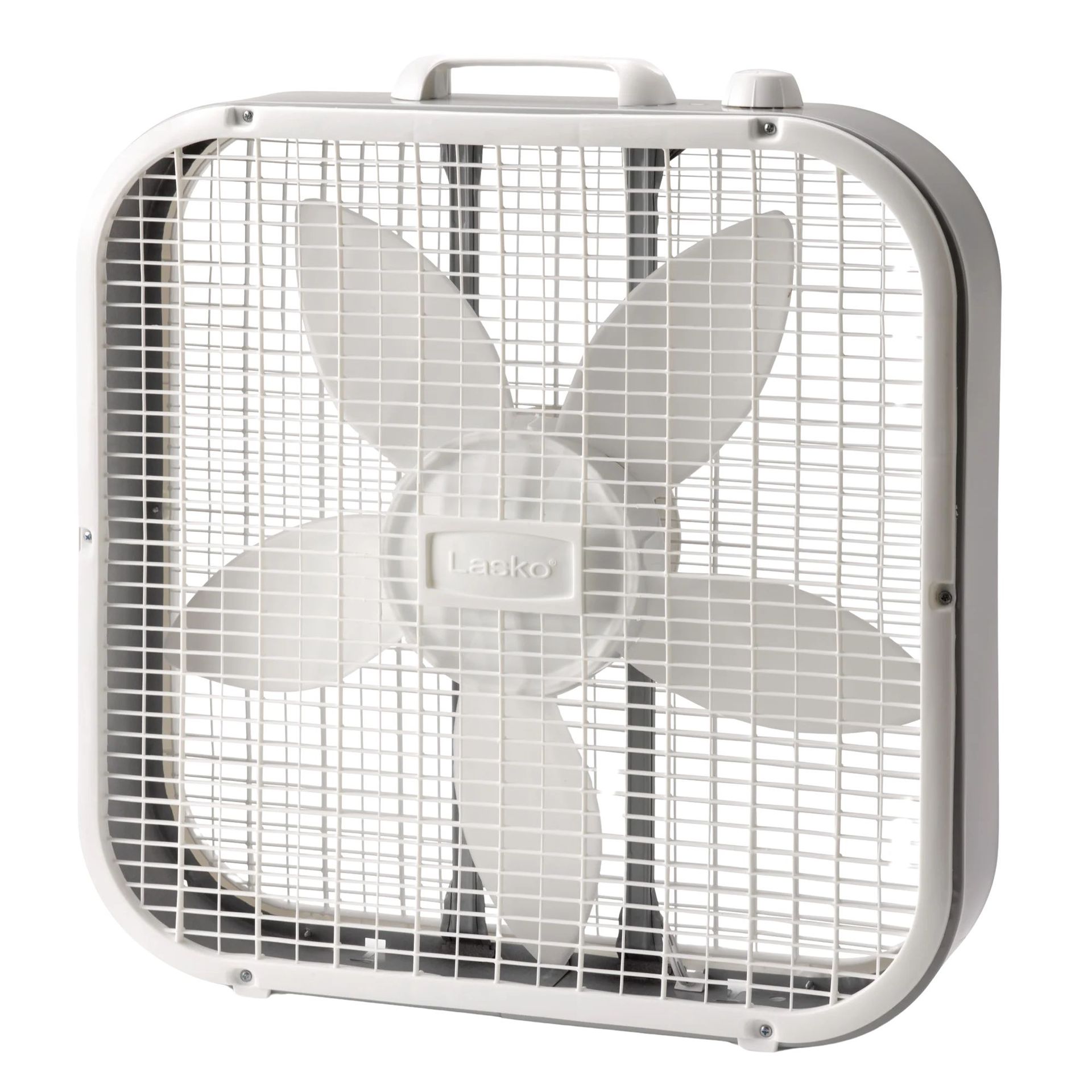 A white Lasko fan
