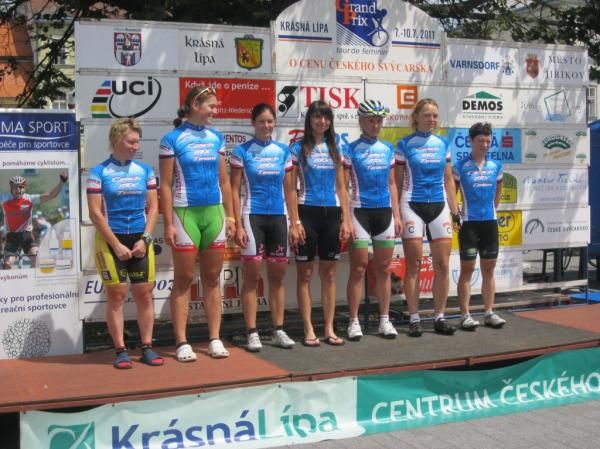 The Czech mixed team on the podium.