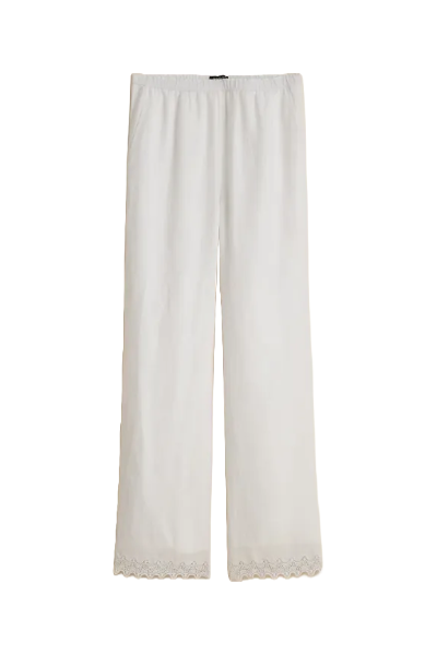 J.Crew, Stratus Lace-Trim Pants in Linen