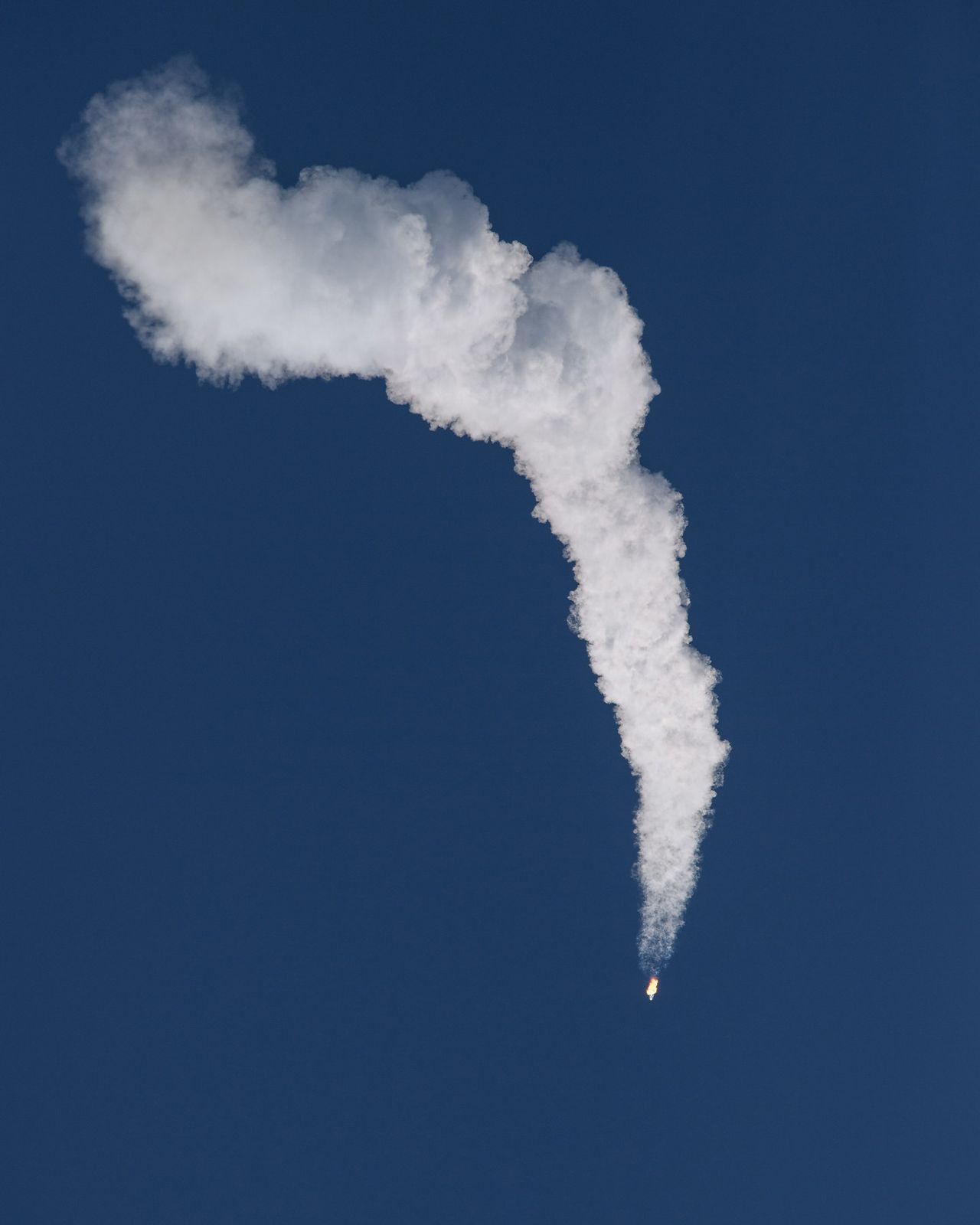 The Antares rocket left a fluffy smoke plume as it soared into the morning sky.