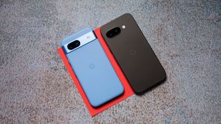 Google Pixel 9a next to Pixel 8a