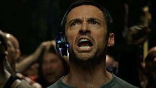 Hugh Jackman shouts during a match in Real Steel.