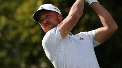 Xander Schauffele takes a shot during the second round of the 2023 Genesis Invitational