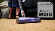 Dyson V8 vacuum, with Don't Miss graphic