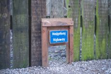 Hedgehog gate at a local nature reserve in West Yorkshire.