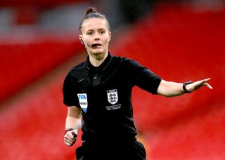 Referee Rebecca Welch the Women’s FA Cup Final at Wembley Stadium
