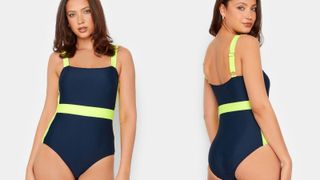 Long Tall Sally Navy Blue Color Block Swimsuit