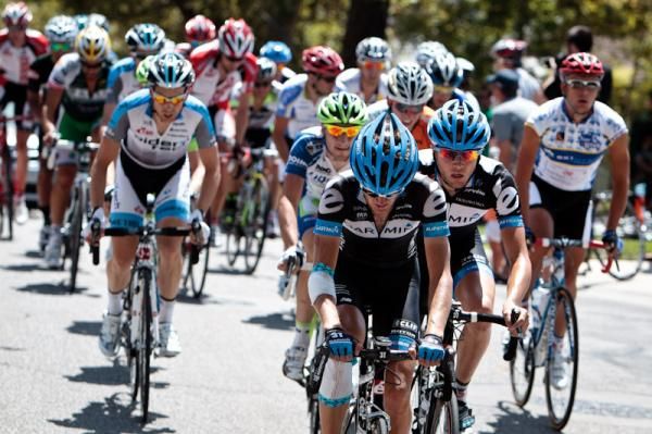 Garmin-Cervelo leading the way on the climb.
