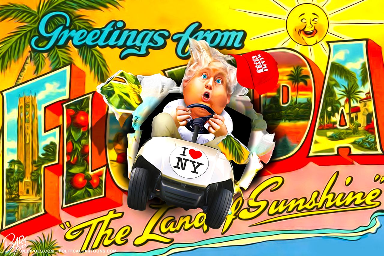 Political Cartoon U.S. Trump Florida Greetings Card